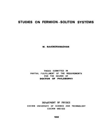 Studies on Fermion-Solution systems - Cochin University of Science ...