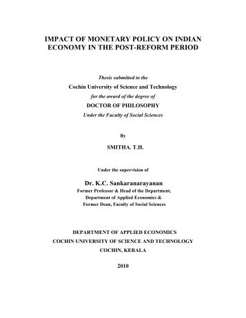 impact of monetary policy on indian economy in the post-reform period