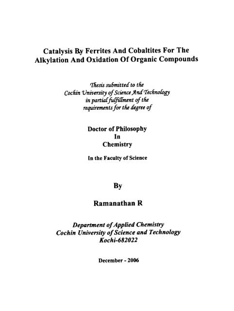 Catalysis By Ferrites And Cobaltites For The Alkylation And ...