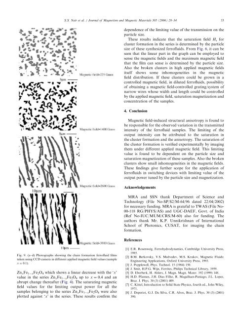 Magnetic field-induced cluster formation and variation of magneto ...