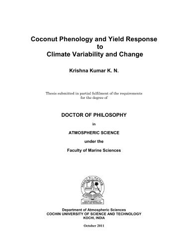 Coconut Phenology and Yield Response to Climate Variability and ...