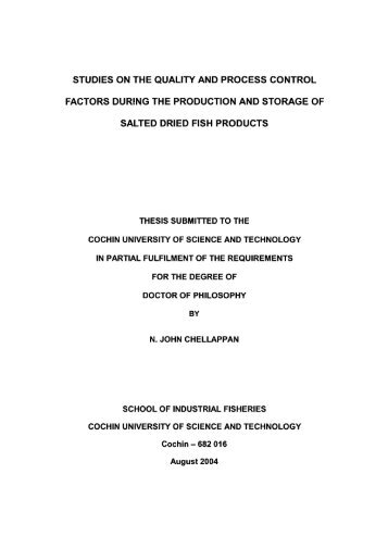 Studies on the Quality and Process Control Factors During the ...