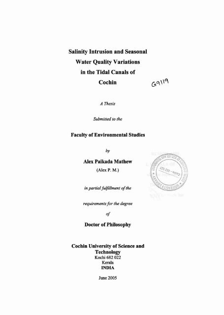 Salinity Intrusion and Seasonal Water Quality Variations in the Tidal ...