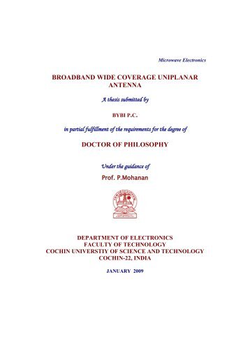 Broadband Wide Coverage Uniplanar Antenna - Cochin University ...