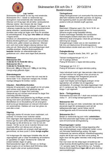 Regler för Skåneserien 2013/2014 - Skånes Brottningsförbund