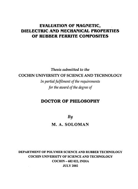 Magnetic Properties Of Rubber Ferrite Composites Dyuthi Home