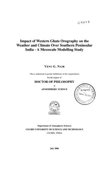 Impact of Western Ghats Orography on the Weather and Climate ...