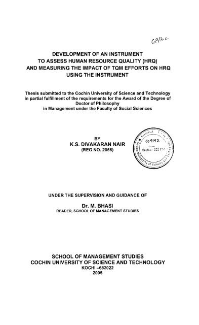 Development of an instrument to assess Human Resource Quality ...