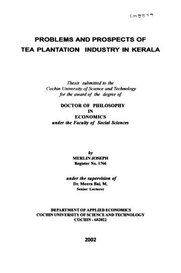Problems and Prospects of Tea Plantation Industry in Kerala