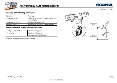 Aktivering av Automatisk neutral Allmänt om Automatisk ... - Scania