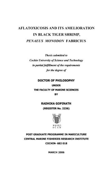 penaeus monodon - Cochin University of Science and Technology