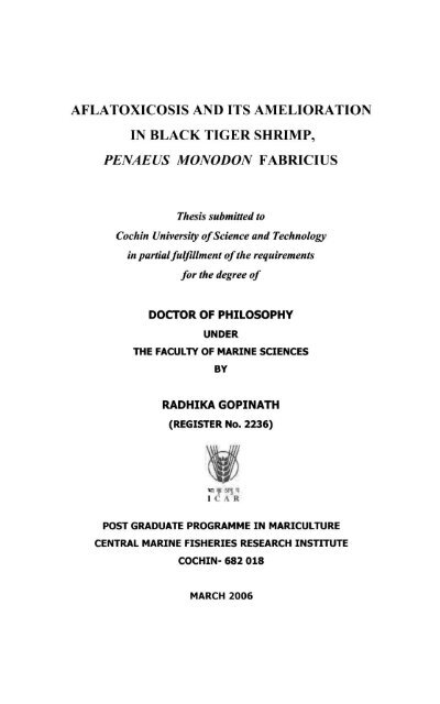 penaeus monodon - Cochin University of Science and Technology