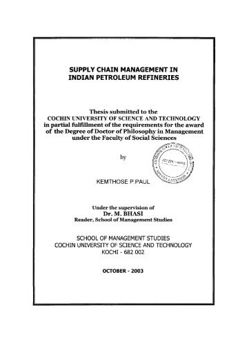 Supply Chain Management in Indian Petroleum Refineries