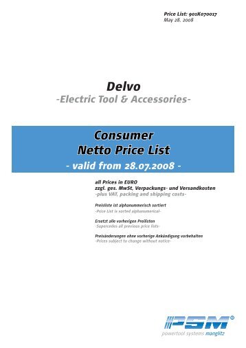 Delvo Consumer Netto Price List - psm-muenchen.de