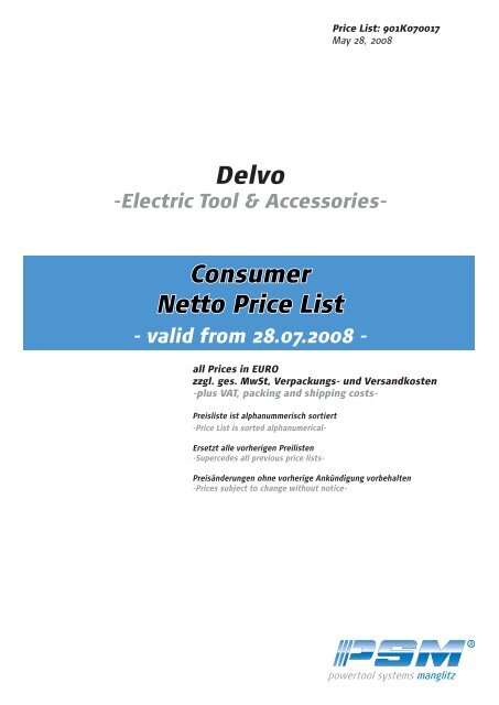 Delvo Consumer Netto Price List - psm-muenchen.de