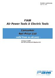 FIAM Air Power Tools & Electric Tools Consumer Net Price List