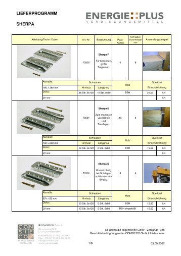 Lieferprogramm Sherpa - Consieco