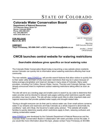 CWCB restrictions website - Colorado Department of Natural ...