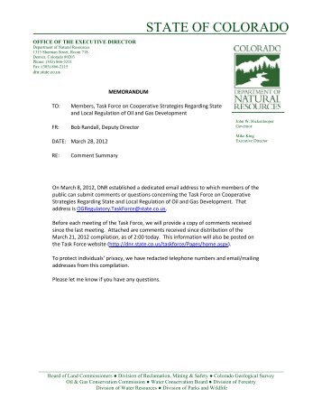 Public Comments ? Week Three - Colorado Department of Natural ...