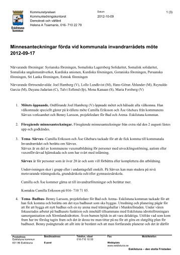 Minnesanteckningar 2012-09-17 - Eskilstuna kommun