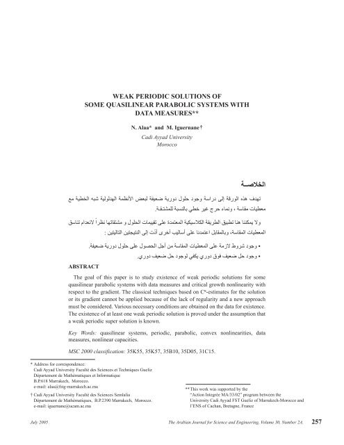 Weak Periodic Solutions of Some Quasilinear Parabolic Systems ...