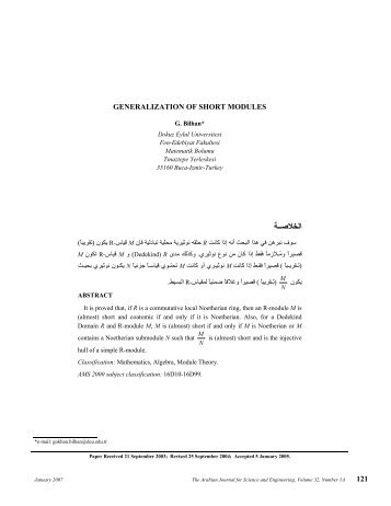 M - Arabian Journal for Science and Engineering