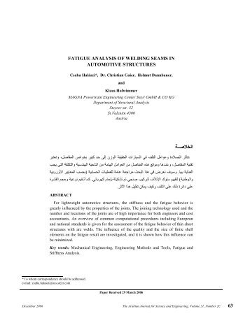 fatigue analysis of welding seams in automotive structures