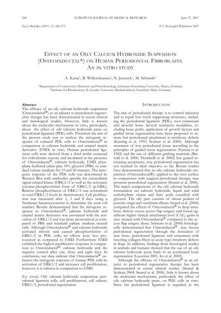 EFFECT OF AN OILY CALCIUM HYDROXIDE SUSPENSION ...