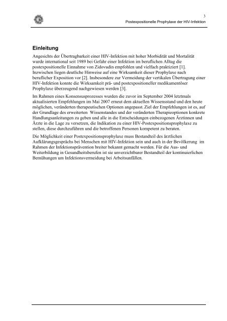 Leitlinien zur postexpositionellen Prophylaxe der HIV-Infektion