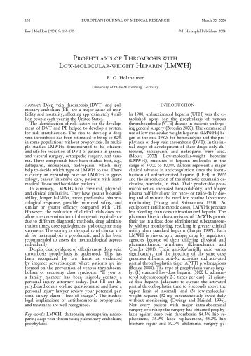prophylaxis of thrombosis with low-molecular-weight heparin (lmwh)