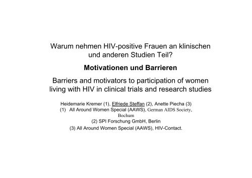 Warum nehmen HIV-positive Frauen an klinischen und anderen ...