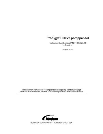 Prodigy HDLV pomppaneel - Nordson eManuals! - Nordson ...