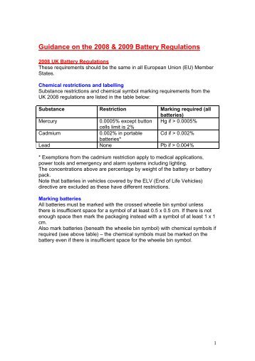 2008 UK Battery Regulations - Farnell