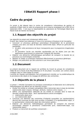 Rapport de fin de phase I - Haute école du paysage, d'ingénierie et ...