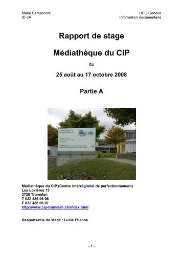 Rapport de stage Médiathèque du CIP