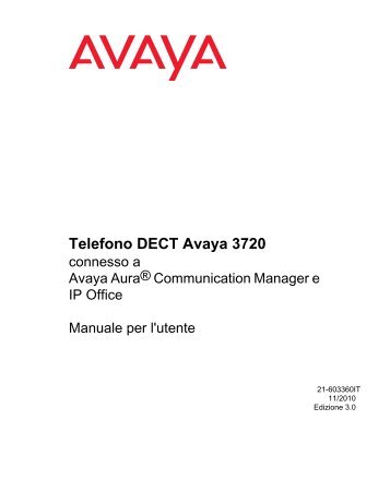 Guida per l'utente dei telefoni 3720 - Avaya