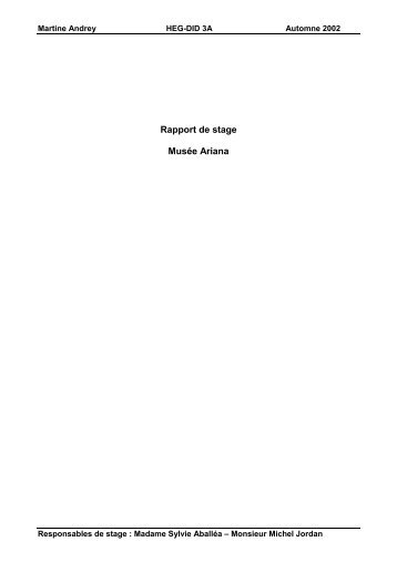 Rapport de stage Musée Ariana