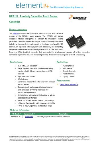 MPR121 : Proximity Capacitive Touch Sensor Controller - Farnell