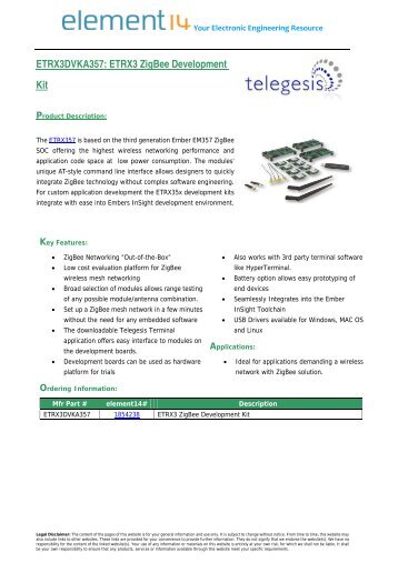 ETRX3DVKA357: ETRX3 ZigBee Development Kit - Farnell