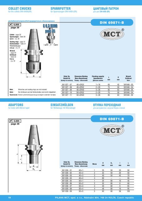 Оправки - Pilana MCT