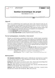 Gestion économique de projet - Haute école du paysage, d ...