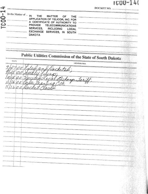 Complete Docket - South Dakota Public Utilities Commission - State ...