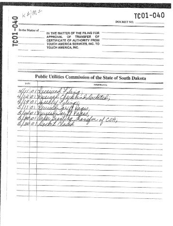 Complete Docket - South Dakota Public Utilities Commission - State ...