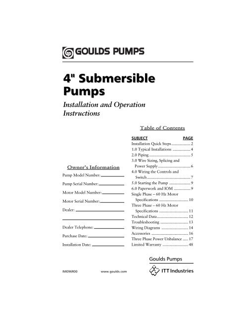 4" Submersible Pumps