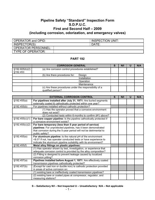 Pipeline Safety Inspection Form