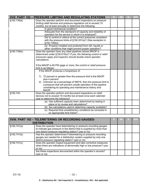 pipeline safety records inspection checklist - South Dakota Public ...