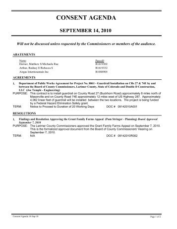 consent agenda september 14, 2010 - Larimer County