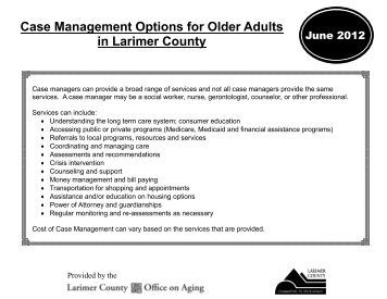 Case Management Options for Older Adults in Larimer County