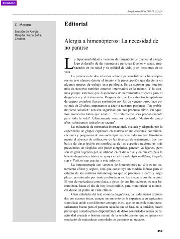 Alergia a himenópteros - Alergología e Inmunología Clínica