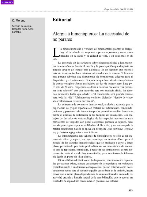 Alergia a himenópteros - Alergología e Inmunología Clínica